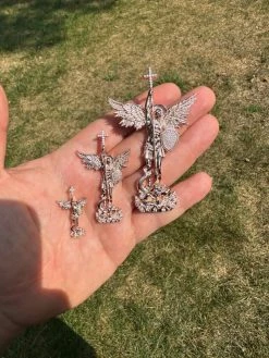 Real Iced MOISSANITE Saint Michael & Dragon Pendant 14k Rose Gold 925 Silver 36 Real Iced MOISSANITE Saint Michael & Dragon Pendant 14k Rose Gold 925 Silver -Harlem Bling Shop hip hop real iced moissanite saint michael and dragon pendant 14k rose gold 925 silver 94994.1694828395