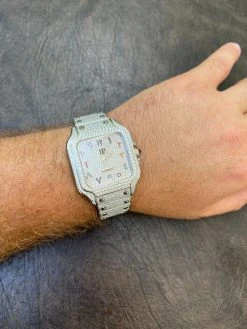 Real Mens 16ct MOISSANITE Watch Iced Automatic Movement Hip Hop Arabic Numbers -Harlem Bling Shop hip hop real mens 16ct moissanite watch iced automatic movement hip hop arabic numbers 25124.1664300693