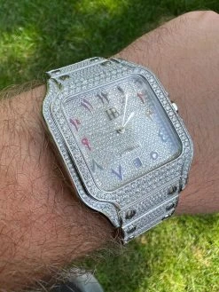 Real Mens 16ct MOISSANITE Watch Iced Automatic Movement Hip Hop Arabic Numbers -Harlem Bling Shop hip hop real mens 16ct moissanite watch iced automatic movement hip hop arabic numbers 47645.1664300885