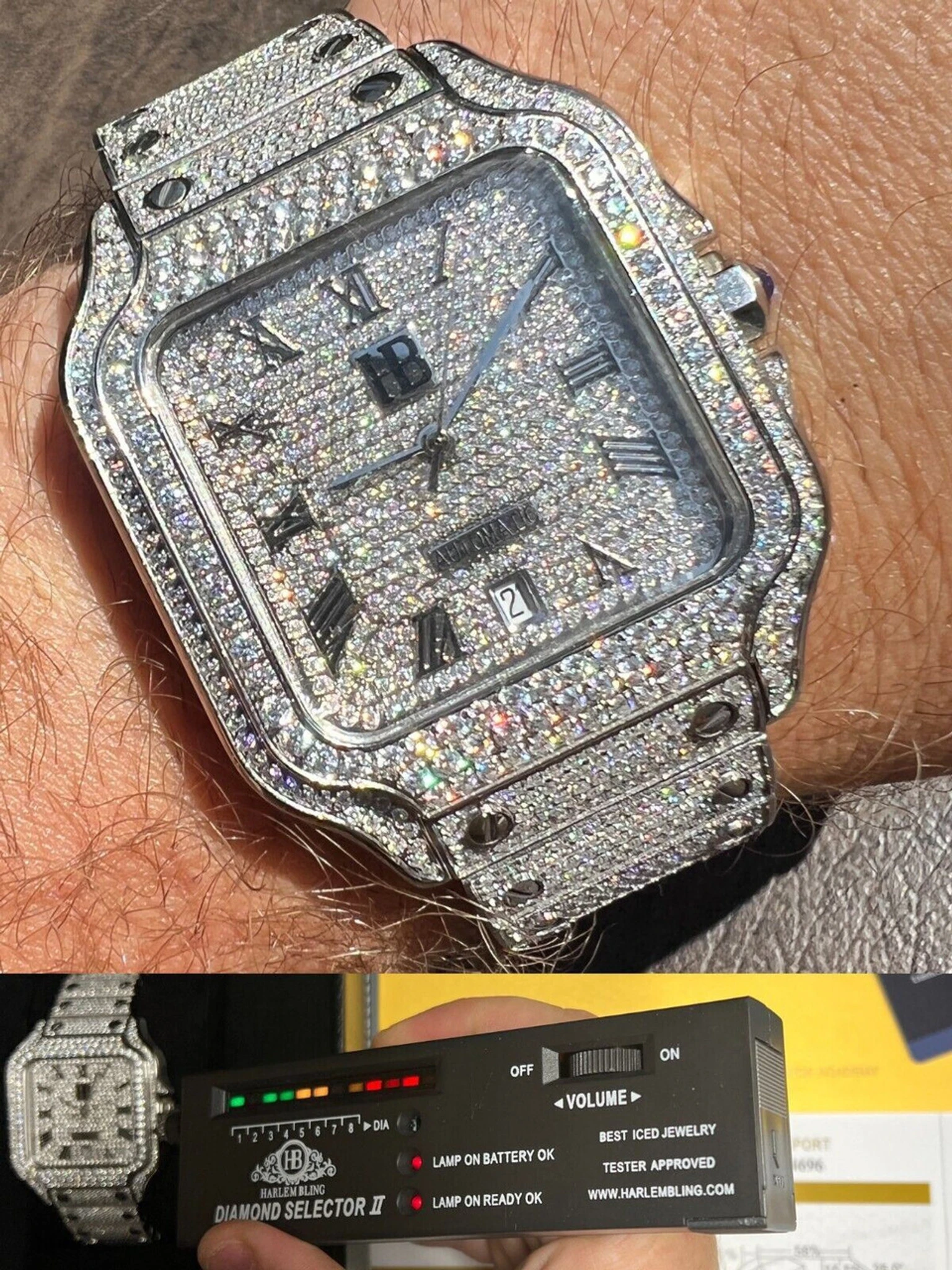 Real Mens 16ct VVS MOISSANITE Watch Iced Automatic Movement Hip Hop Bust Down 3 Real Mens 16ct VVS MOISSANITE Watch Iced Automatic Movement Hip Hop Bust Down