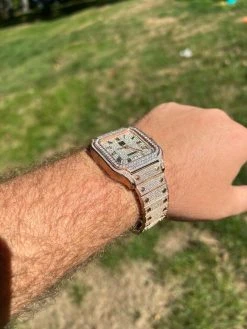 Real Mens 16ct VVS MOISSANITE Watch Iced Automatic Movement Hip Hop Rose Gold -Harlem Bling Shop hip hop real mens 16ct vvs moissanite watch iced automatic movement hip hop rose gold 32922.1664301170