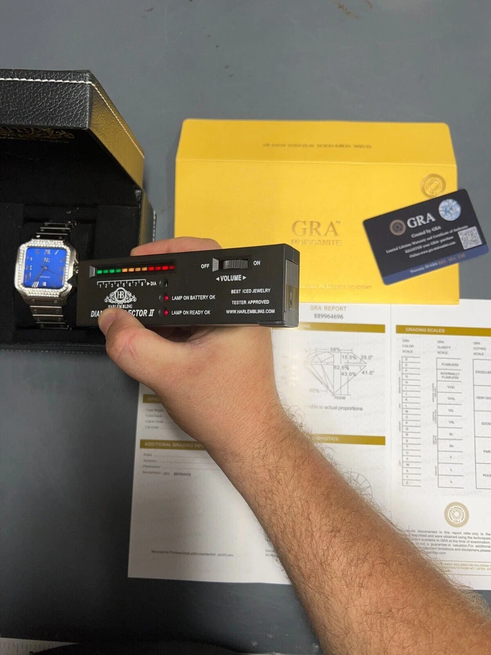 Real Mens 2.5ct MOISSANITE Watch Hip Hop Iced Automatic Movement Blue Face 10 Real Mens 2.5ct MOISSANITE Watch Hip Hop Iced Automatic Movement Blue Face - Image 8