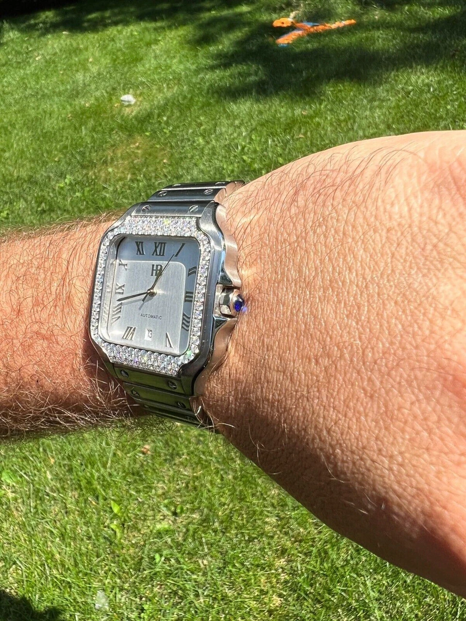 Real Mens 2.5ct MOISSANITE Watch Hip Hop Iced Automatic Sweeping Hand Pearl Face 14 Real Mens 2.5ct MOISSANITE Watch Hip Hop Iced Automatic Sweeping Hand Pearl Face - Image 12