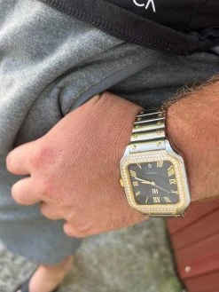 Real Mens 2.5ct MOISSANITE Watch Hip Hop Two Tone Gold Iced Automatic Black Face 21 Real Mens 2.5ct MOISSANITE Watch Hip Hop Two Tone Gold Iced Automatic Black Face -Harlem Bling Shop hip hop real mens 2.5ct moissanite watch hip hop two tone gold iced automatic black face 30370.1664301734