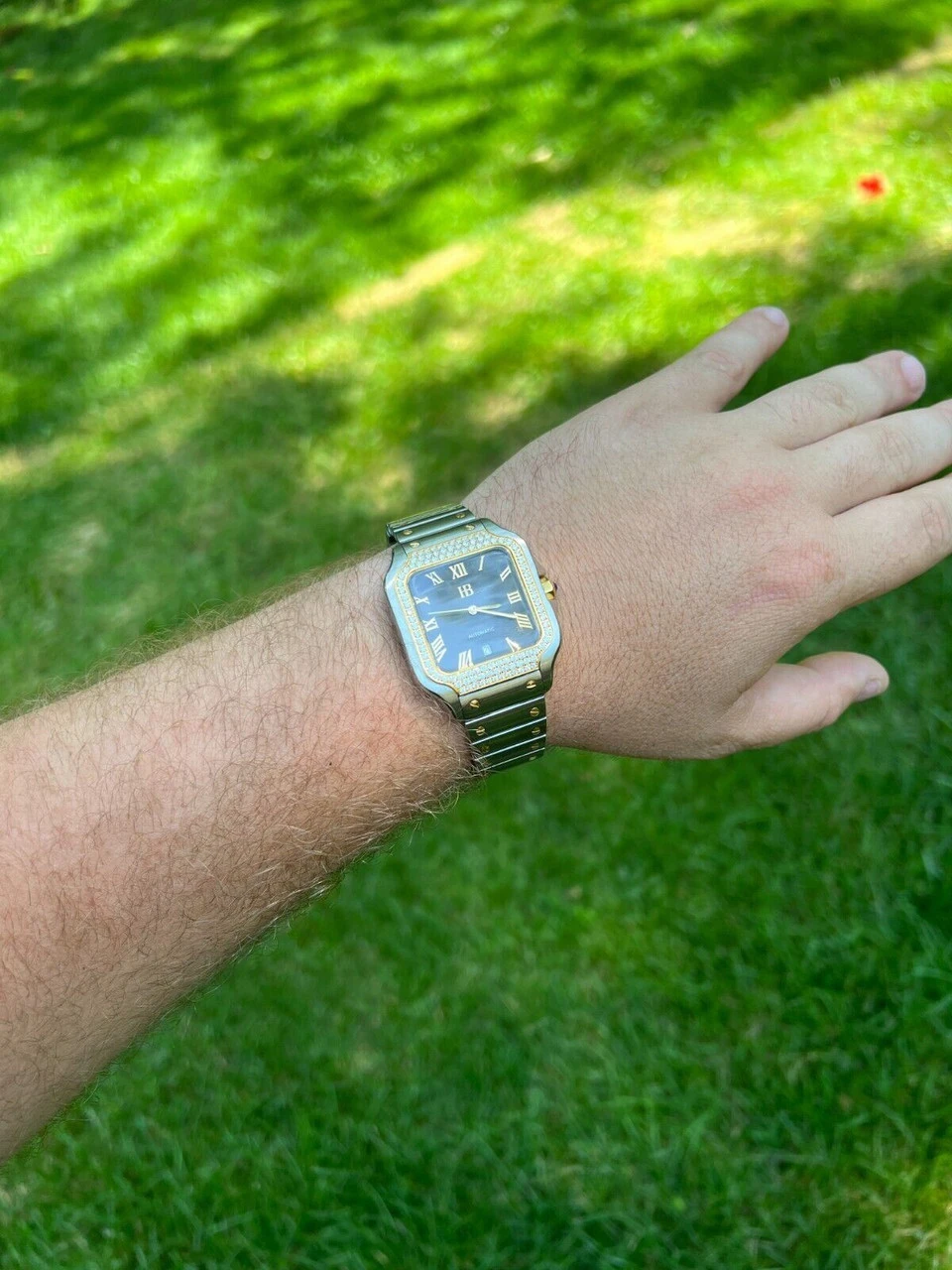 Real Mens 2.5ct MOISSANITE Watch Hip Hop Two Tone Gold Iced Automatic Black Face 13 Real Mens 2.5ct MOISSANITE Watch Hip Hop Two Tone Gold Iced Automatic Black Face - Image 11