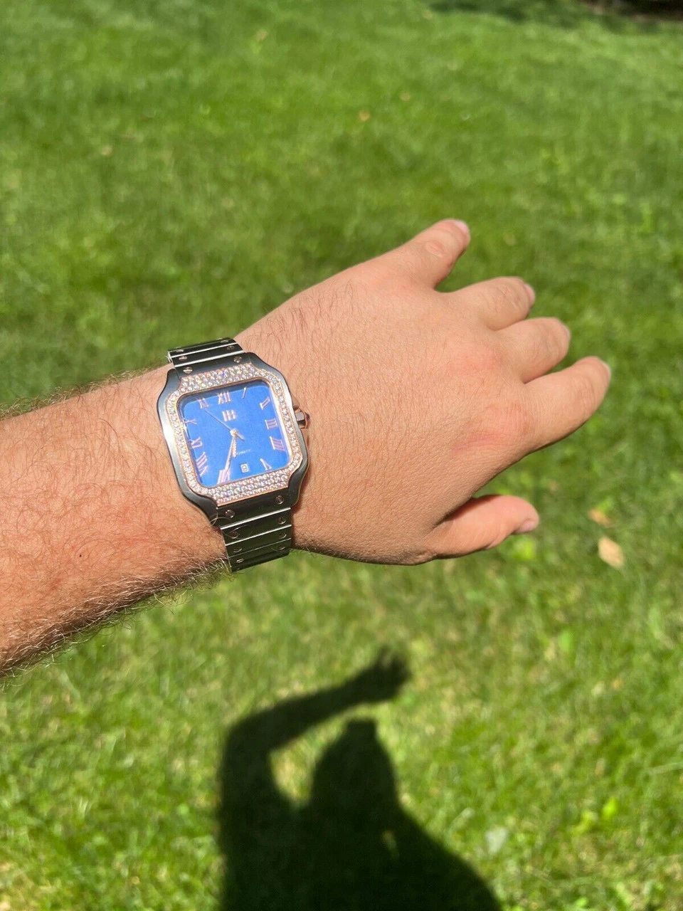 Real Mens 2.5ct MOISSANITE Watch Two Tone Rose Gold Iced Automatic Blue Face 9 Real Mens 2.5ct MOISSANITE Watch Two Tone Rose Gold Iced Automatic Blue Face - Image 7