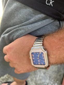 Real Mens 2.5ct MOISSANITE Watch Two Tone Rose Gold Iced Automatic Blue Face 22 Real Mens 2.5ct MOISSANITE Watch Two Tone Rose Gold Iced Automatic Blue Face -Harlem Bling Shop hip hop real mens 2.5ct moissanite watch two tone rose gold iced automatic blue face 99324.1664301035