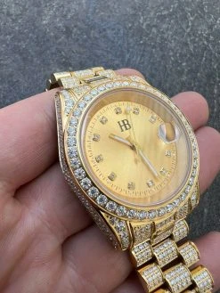 Real MOISSANITE Automatic Presidential Watch Gold Iced Hip Hop Pass Diamond Test 25 Real MOISSANITE Automatic Presidential Watch Gold Iced Hip Hop Pass Diamond Test -Harlem Bling Shop hip hop real moissanite automatic presidential watch gold iced hip hop pass diamond test 07839.1664362273