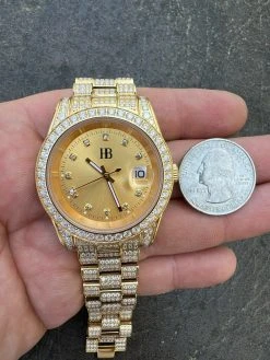 Real MOISSANITE Automatic Presidential Watch Gold Iced Hip Hop Pass Diamond Test 16 Real MOISSANITE Automatic Presidential Watch Gold Iced Hip Hop Pass Diamond Test -Harlem Bling Shop hip hop real moissanite automatic presidential watch gold iced hip hop pass diamond test 15429.1664361702