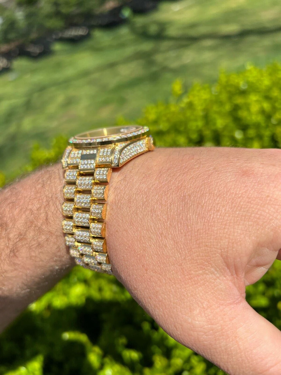 Real MOISSANITE Automatic Presidential Watch Gold Iced Hip Hop Pass Diamond Test 4 Real MOISSANITE Automatic Presidential Watch Gold Iced Hip Hop Pass Diamond Test - Image 2