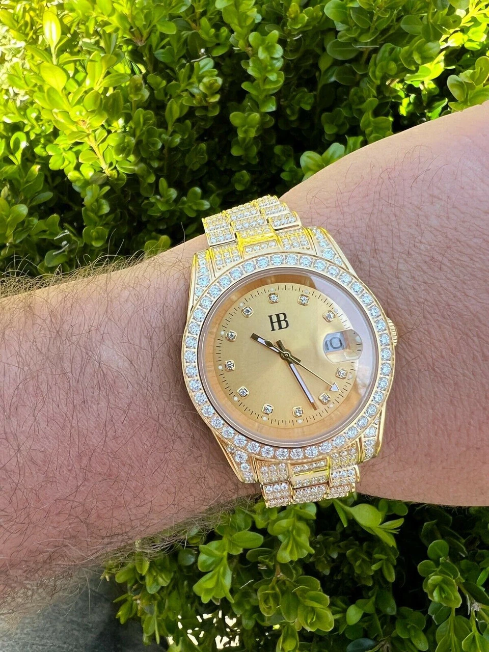 Real MOISSANITE Automatic Presidential Watch Gold Iced Hip Hop Pass Diamond Test 8 Real MOISSANITE Automatic Presidential Watch Gold Iced Hip Hop Pass Diamond Test - Image 6