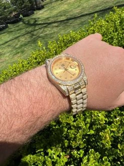 Real MOISSANITE Automatic Presidential Watch Gold Iced Hip Hop Pass Diamond Test 18 Real MOISSANITE Automatic Presidential Watch Gold Iced Hip Hop Pass Diamond Test -Harlem Bling Shop hip hop real moissanite automatic presidential watch gold iced hip hop pass diamond test 71937.1664356580