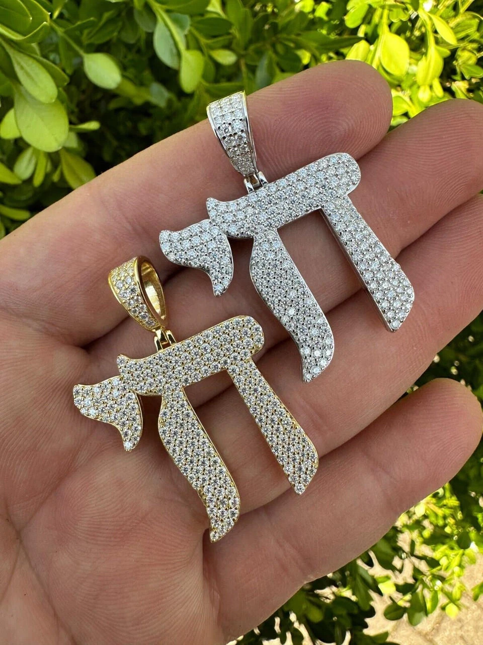 Real Moissanite Chai Hebrew Pendant Iced Jewish Necklace 925 Silver / 14k Gold 12 Real Moissanite Chai Hebrew Pendant Iced Jewish Necklace 925 Silver / 14k Gold - Image 10