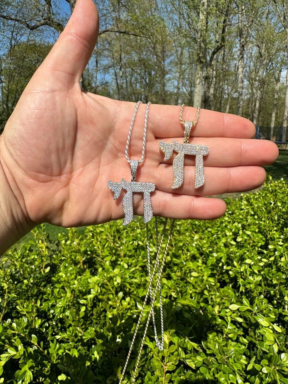 Real Moissanite Chai Hebrew Pendant Iced Jewish Necklace 925 Silver / 14k Gold 16 Real Moissanite Chai Hebrew Pendant Iced Jewish Necklace 925 Silver / 14k Gold - Image 14