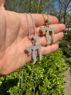 Real Moissanite Chai Hebrew Pendant Iced Jewish Necklace 925 Silver / 14k Gold 36 Real Moissanite Chai Hebrew Pendant Iced Jewish Necklace 925 Silver / 14k Gold -Harlem Bling Shop hip hop real moissanite chai hebrew pendant iced jewish necklace 925 silver 14k gold 07268.1682194978