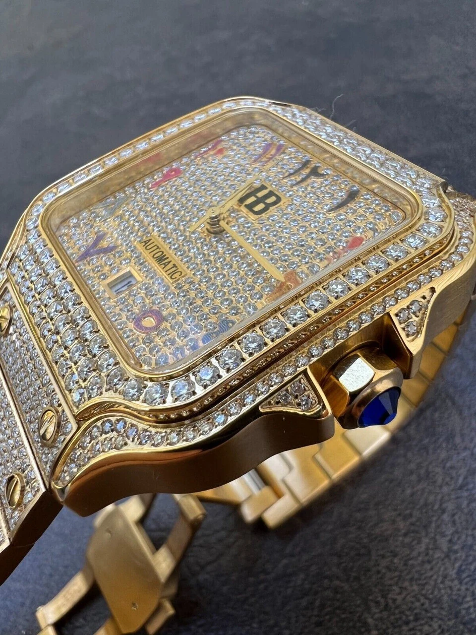 Real MOISSANITE Gold Watch Iced Automatic Arabic #s Hip Hop Pass Diamond Tester 11 Real MOISSANITE Gold Watch Iced Automatic Arabic #s Hip Hop Pass Diamond Tester - Image 9