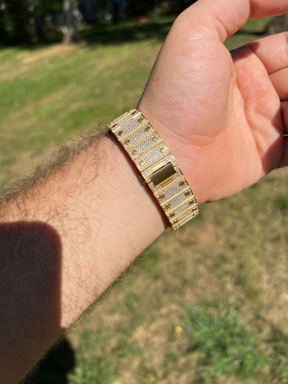 Real MOISSANITE Gold Watch Iced Automatic Arabic #s Hip Hop Pass Diamond Tester 9 Real MOISSANITE Gold Watch Iced Automatic Arabic #s Hip Hop Pass Diamond Tester - Image 7