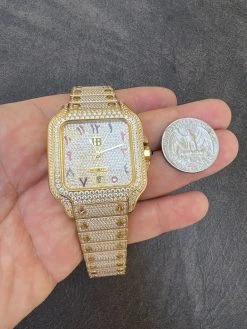 Real MOISSANITE Gold Watch Iced Automatic Arabic #s Hip Hop Pass Diamond Tester 25 Real MOISSANITE Gold Watch Iced Automatic Arabic #s Hip Hop Pass Diamond Tester -Harlem Bling Shop hip hop real moissanite gold watch iced automatic arabic s hip hop pass diamond tester 87809.1664302693