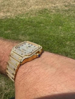 Real MOISSANITE Hip Hop Watch Fully Iced Mens Automatic Movement Gold Arabic -Harlem Bling Shop hip hop real moissanite hip hop watch fully iced mens automatic movement gold arabic 58890.1689291011