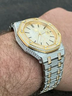 Real MOISSANITE Mens Skeleton Watch Iced Gold & Silver Hip Hop Pass Diamond Test 18 Real MOISSANITE Mens Skeleton Watch Iced Gold & Silver Hip Hop Pass Diamond Test -Harlem Bling Shop hip hop real moissanite mens skeleton watch iced gold and silver hip hop pass diamond test 30975.1664357392