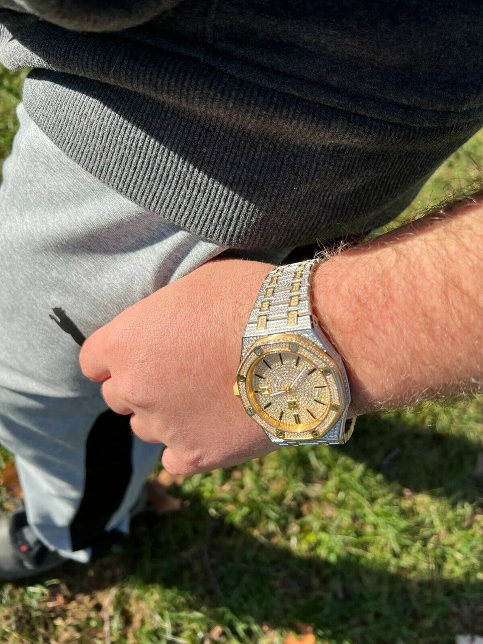 Real MOISSANITE Mens Skeleton Watch Iced Gold & Silver Hip Hop Pass Diamond Test 9 Real MOISSANITE Mens Skeleton Watch Iced Gold & Silver Hip Hop Pass Diamond Test - Image 7