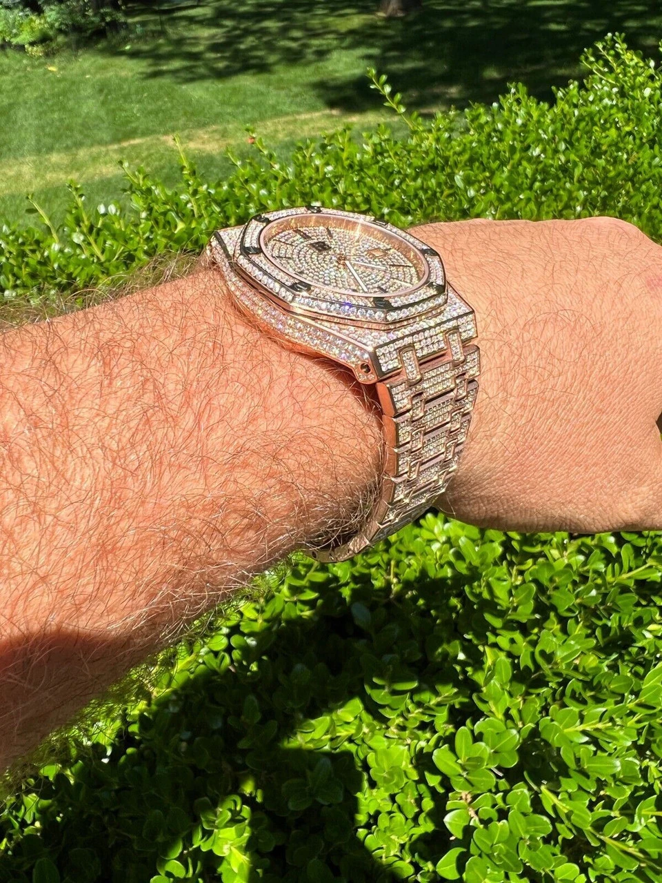 Real MOISSANITE Mens Skeleton Watch Iced Rose Gold Hip Hop Pass Diamond Test 6 Real MOISSANITE Mens Skeleton Watch Iced Rose Gold Hip Hop Pass Diamond Test - Image 4