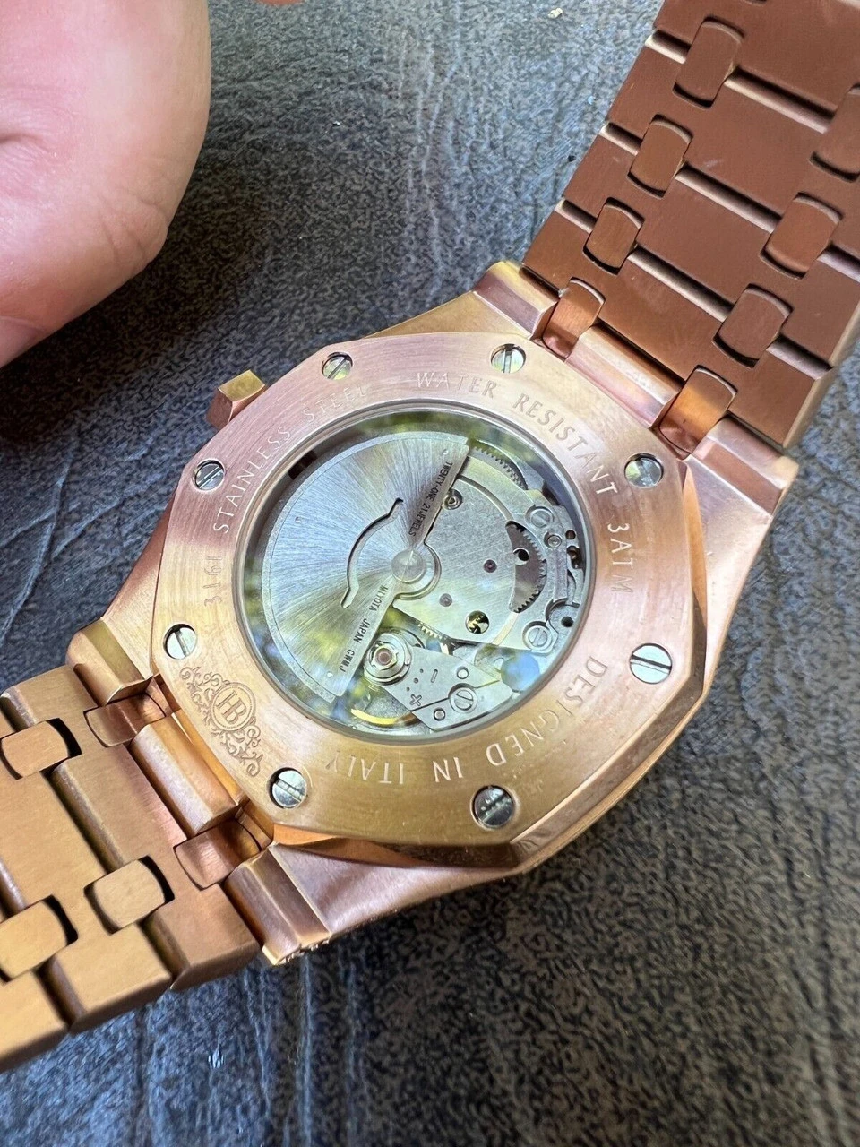 Real MOISSANITE Mens Skeleton Watch Iced Rose Gold Hip Hop Pass Diamond Test 8 Real MOISSANITE Mens Skeleton Watch Iced Rose Gold Hip Hop Pass Diamond Test - Image 6