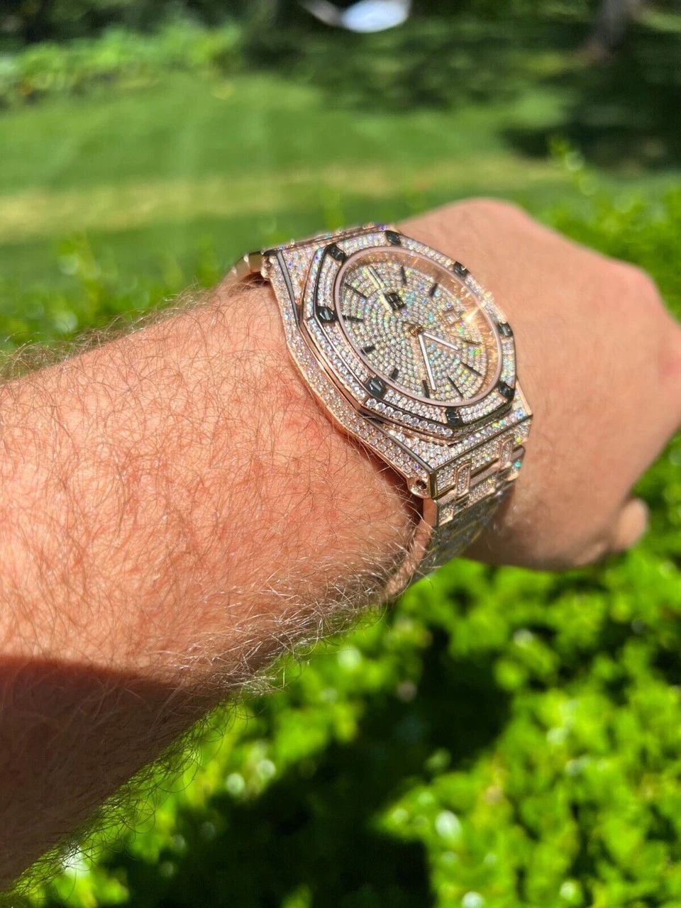 Real MOISSANITE Mens Skeleton Watch Iced Rose Gold Hip Hop Pass Diamond Test 4 Real MOISSANITE Mens Skeleton Watch Iced Rose Gold Hip Hop Pass Diamond Test - Image 2