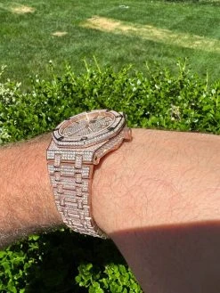 Real MOISSANITE Mens Skeleton Watch Iced Rose Gold Hip Hop Pass Diamond Test 22 Real MOISSANITE Mens Skeleton Watch Iced Rose Gold Hip Hop Pass Diamond Test -Harlem Bling Shop hip hop real moissanite mens skeleton watch iced rose gold hip hop pass diamond test 78561.1664302789