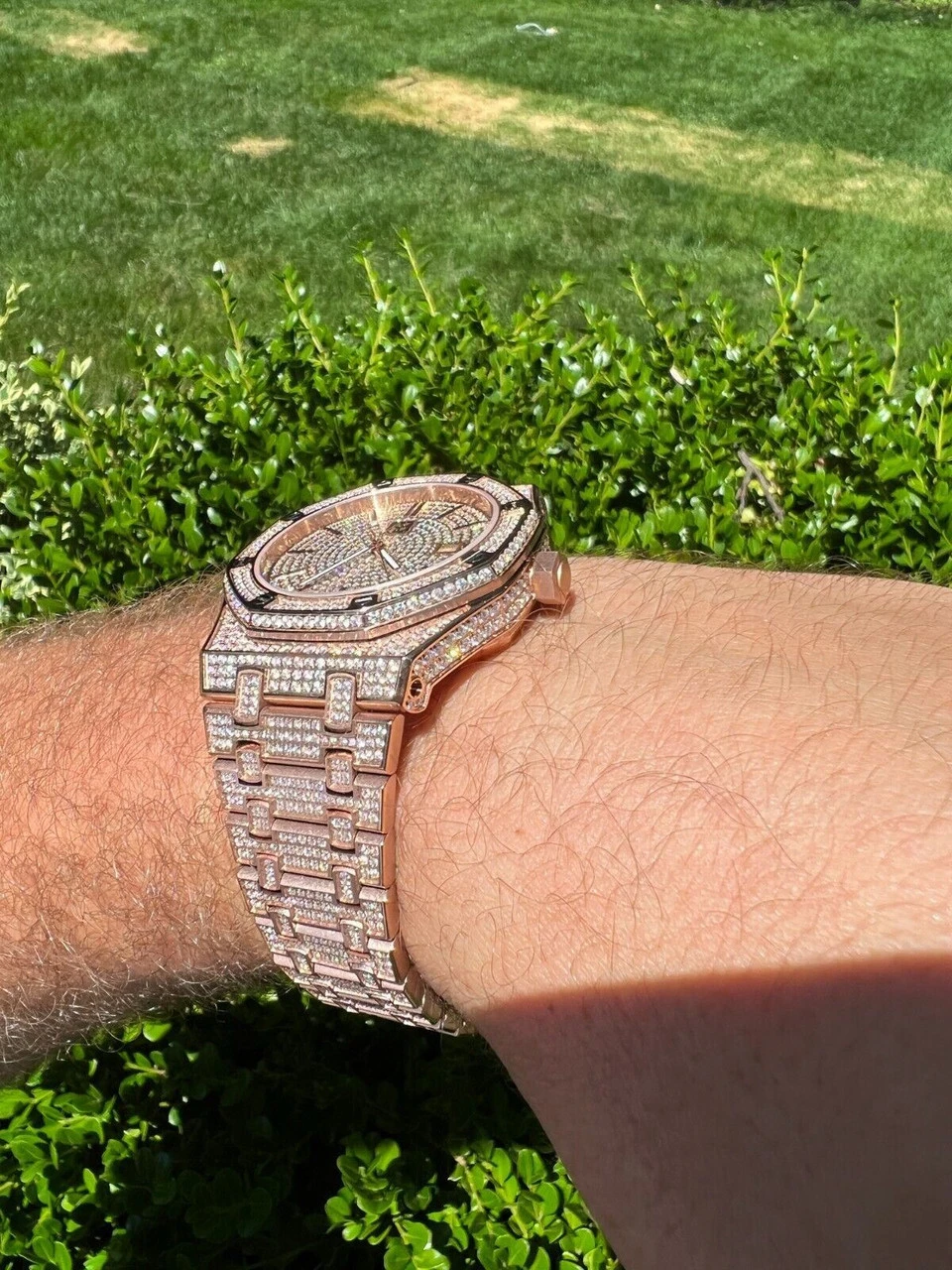 Real MOISSANITE Mens Skeleton Watch Iced Rose Gold Hip Hop Pass Diamond Test 11 Real MOISSANITE Mens Skeleton Watch Iced Rose Gold Hip Hop Pass Diamond Test - Image 9