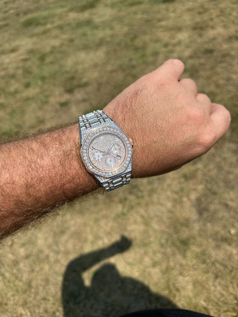 Real MOISSANITE Mens Watch 14k Rose Gold Two Tone Iced Skeleton Back Hip Hop 5 Real MOISSANITE Mens Watch 14k Rose Gold Two Tone Iced Skeleton Back Hip Hop - Image 3