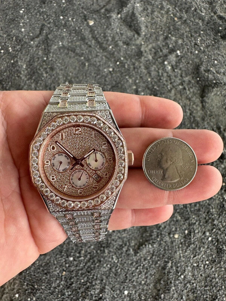 Real MOISSANITE Mens Watch 14k Rose Gold Two Tone Iced Skeleton Back Hip Hop 19 Real MOISSANITE Mens Watch 14k Rose Gold Two Tone Iced Skeleton Back Hip Hop - Image 17