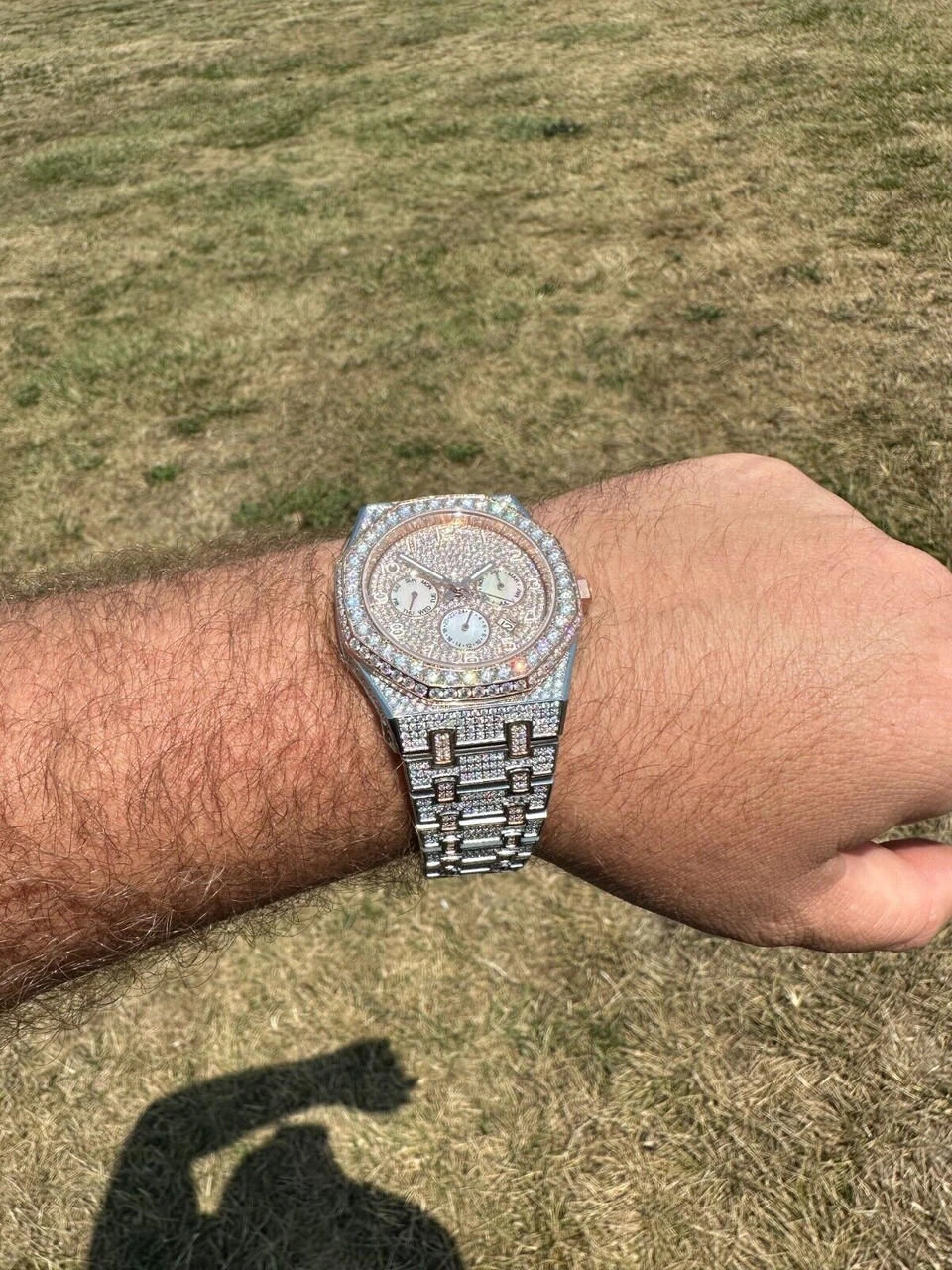 Real MOISSANITE Mens Watch 14k Rose Gold Two Tone Iced Skeleton Back Hip Hop 9 Real MOISSANITE Mens Watch 14k Rose Gold Two Tone Iced Skeleton Back Hip Hop - Image 7