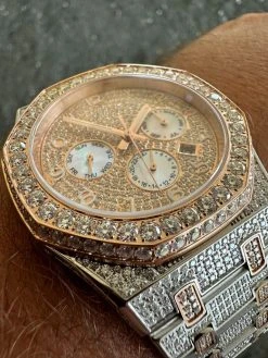 Real MOISSANITE Mens Watch 14k Rose Gold Two Tone Iced Skeleton Back Hip Hop 32 Real MOISSANITE Mens Watch 14k Rose Gold Two Tone Iced Skeleton Back Hip Hop -Harlem Bling Shop hip hop real moissanite mens watch 14k rose gold two tone iced skeleton back hip hop 45510.1689291353