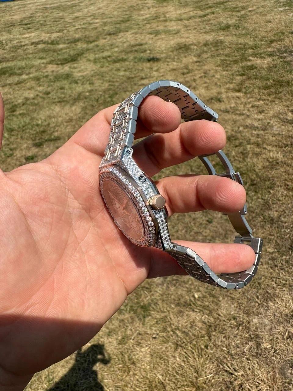 Real MOISSANITE Mens Watch 14k Rose Gold Two Tone Iced Skeleton Back Hip Hop 18 Real MOISSANITE Mens Watch 14k Rose Gold Two Tone Iced Skeleton Back Hip Hop - Image 16