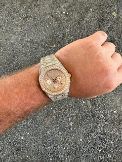 Real MOISSANITE Mens Watch 14k Rose Gold Two Tone Iced Skeleton Back Hip Hop 30 Real MOISSANITE Mens Watch 14k Rose Gold Two Tone Iced Skeleton Back Hip Hop -Harlem Bling Shop hip hop real moissanite mens watch 14k rose gold two tone iced skeleton back hip hop 78940.1689291128