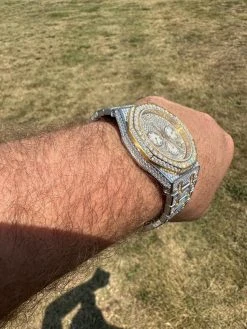 Real MOISSANITE Mens Watch Gold Two Tone Iced Skeleton Back Hip Hop Pass Tester 27 Real MOISSANITE Mens Watch Gold Two Tone Iced Skeleton Back Hip Hop Pass Tester -Harlem Bling Shop hip hop real moissanite mens watch gold two tone iced skeleton back hip hop pass tester 11394.1689291058