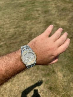 Real MOISSANITE Mens Watch Gold Two Tone Iced Skeleton Back Hip Hop Pass Tester 28 Real MOISSANITE Mens Watch Gold Two Tone Iced Skeleton Back Hip Hop Pass Tester -Harlem Bling Shop hip hop real moissanite mens watch gold two tone iced skeleton back hip hop pass tester 42149.1689291084