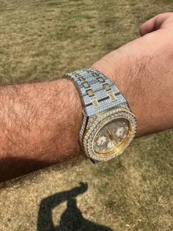 Real MOISSANITE Mens Watch Gold Two Tone Iced Skeleton Back Hip Hop Pass Tester 34 Real MOISSANITE Mens Watch Gold Two Tone Iced Skeleton Back Hip Hop Pass Tester -Harlem Bling Shop hip hop real moissanite mens watch gold two tone iced skeleton back hip hop pass tester 44509.1689291367