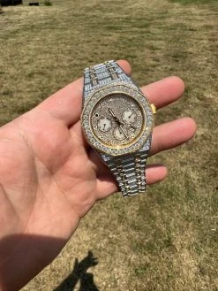 Real MOISSANITE Mens Watch Gold Two Tone Iced Skeleton Back Hip Hop Pass Tester 37 Real MOISSANITE Mens Watch Gold Two Tone Iced Skeleton Back Hip Hop Pass Tester -Harlem Bling Shop hip hop real moissanite mens watch gold two tone iced skeleton back hip hop pass tester 53333.1689291158