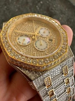 Real MOISSANITE Mens Watch Gold Two Tone Iced Skeleton Back Hip Hop Pass Tester 41 Real MOISSANITE Mens Watch Gold Two Tone Iced Skeleton Back Hip Hop Pass Tester -Harlem Bling Shop hip hop real moissanite mens watch gold two tone iced skeleton back hip hop pass tester 77383.1689291380