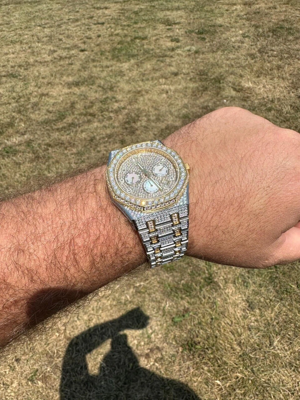 Real MOISSANITE Mens Watch Gold Two Tone Iced Skeleton Back Hip Hop Pass Tester 14 Real MOISSANITE Mens Watch Gold Two Tone Iced Skeleton Back Hip Hop Pass Tester - Image 12