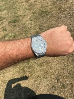 Real MOISSANITE Mens Watch Iced Skeleton Back 44mm Hip Hop - Gray Silicone Band -Harlem Bling Shop hip hop real moissanite mens watch iced skeleton back 44mm hip hop gray silicone band 08899.1689291062