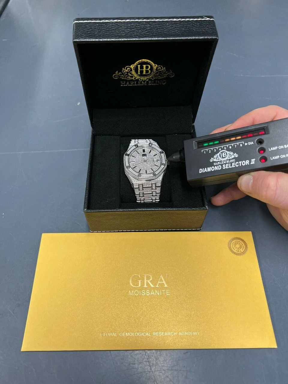 Real MOISSANITE Mens Watch Iced Skeleton Back 44mm Hip Hop Passes Diamond Tester 5 Real MOISSANITE Mens Watch Iced Skeleton Back 44mm Hip Hop Passes Diamond Tester - Image 3