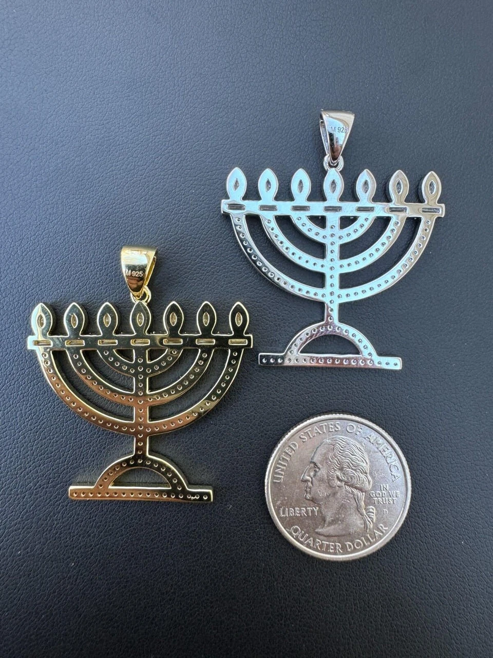 Real Moissanite Pendant Iced Jewish Menorah Hebrew Israelite Necklace 925 Silver 13 Real Moissanite Pendant Iced Jewish Menorah Hebrew Israelite Necklace 925 Silver - Image 11