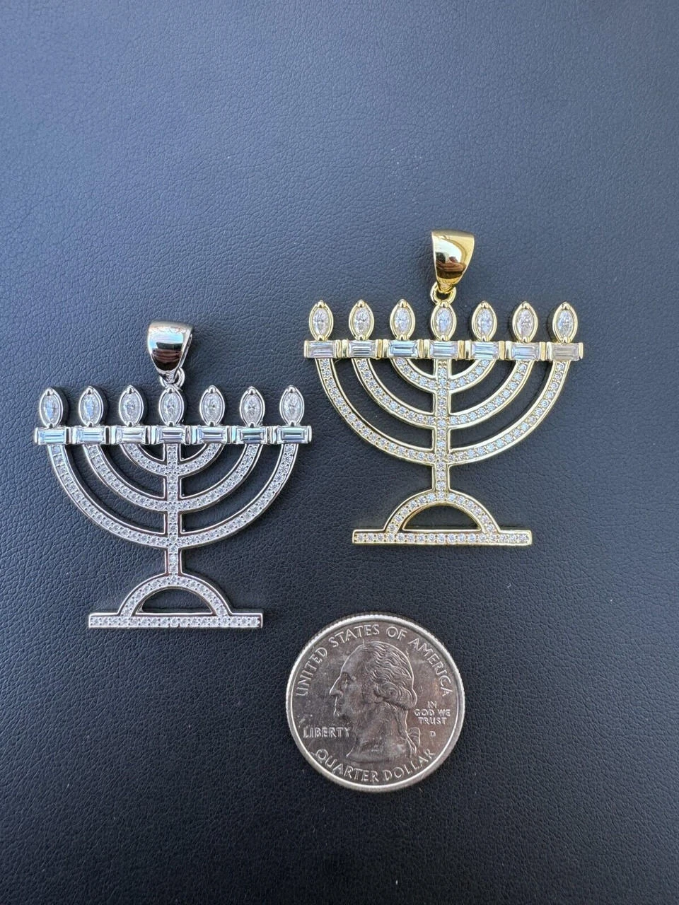 Real Moissanite Pendant Iced Jewish Menorah Hebrew Israelite Necklace 925 Silver 12 Real Moissanite Pendant Iced Jewish Menorah Hebrew Israelite Necklace 925 Silver - Image 10
