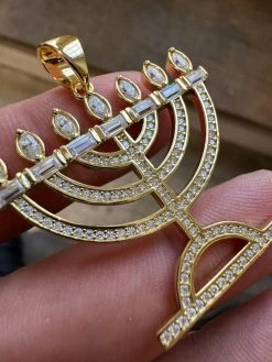 Real Moissanite Pendant Iced Jewish Menorah Hebrew Israelite Necklace 925 Silver 40 Real Moissanite Pendant Iced Jewish Menorah Hebrew Israelite Necklace 925 Silver -Harlem Bling Shop hip hop real moissanite pendant iced jewish menorah hebrew israelite necklace 925 silver 78613.1704266754
