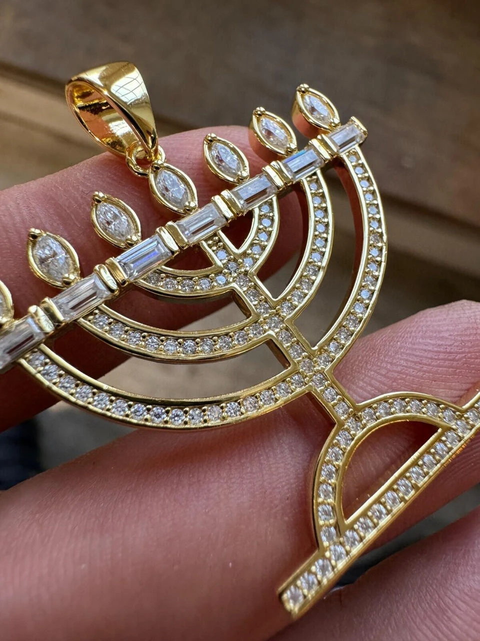 Real Moissanite Pendant Iced Jewish Menorah Hebrew Israelite Necklace 925 Silver 21 Real Moissanite Pendant Iced Jewish Menorah Hebrew Israelite Necklace 925 Silver - Image 19