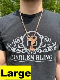 Real MOISSANITE Saint Michael & Dragon Pendant 14k Rose Gold Vermeil 925 Silver 30 Real MOISSANITE Saint Michael & Dragon Pendant 14k Rose Gold Vermeil 925 Silver -Harlem Bling Shop hip hop real moissanite saint michael and dragon pendant 14k rose gold vermeil 925 silver 11535.1684357728