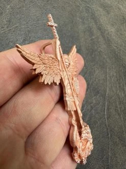 Real MOISSANITE Saint Michael & Dragon Pendant 14k Rose Gold Vermeil 925 Silver 38 Real MOISSANITE Saint Michael & Dragon Pendant 14k Rose Gold Vermeil 925 Silver -Harlem Bling Shop hip hop real moissanite saint michael and dragon pendant 14k rose gold vermeil 925 silver 41234.1684357717